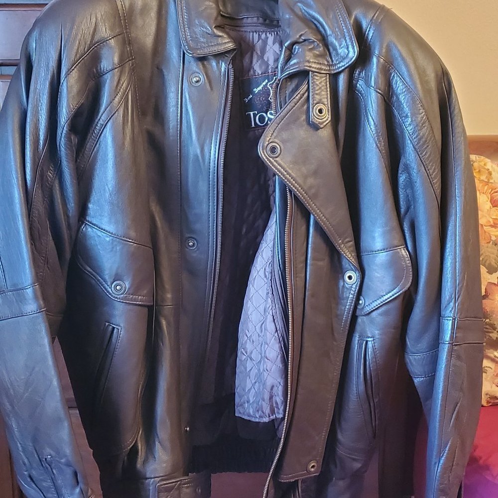 Brown leather motorcycle  jacket size M.